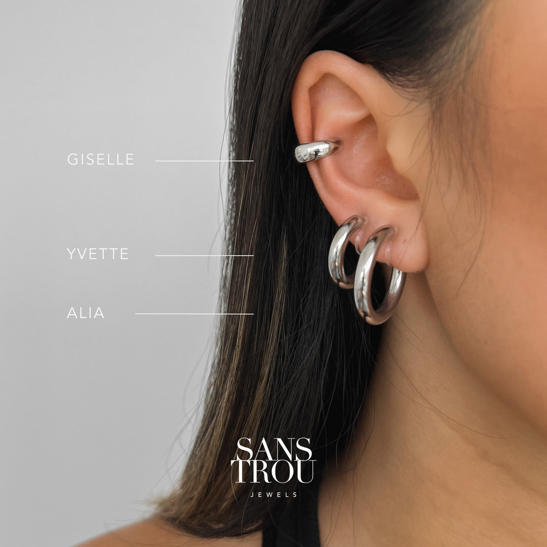 Alia Clip-On Hoop Earrings - Silver