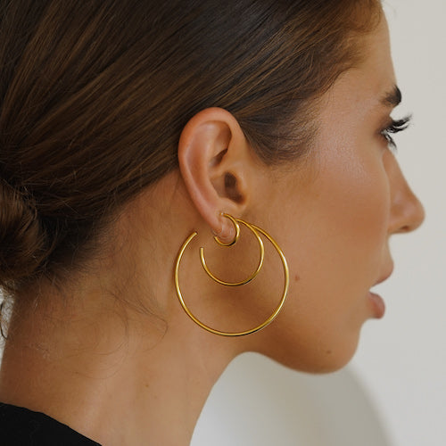 Seol + Gold 18ct gold vermeil puffed drip hoop earrings | ASOS