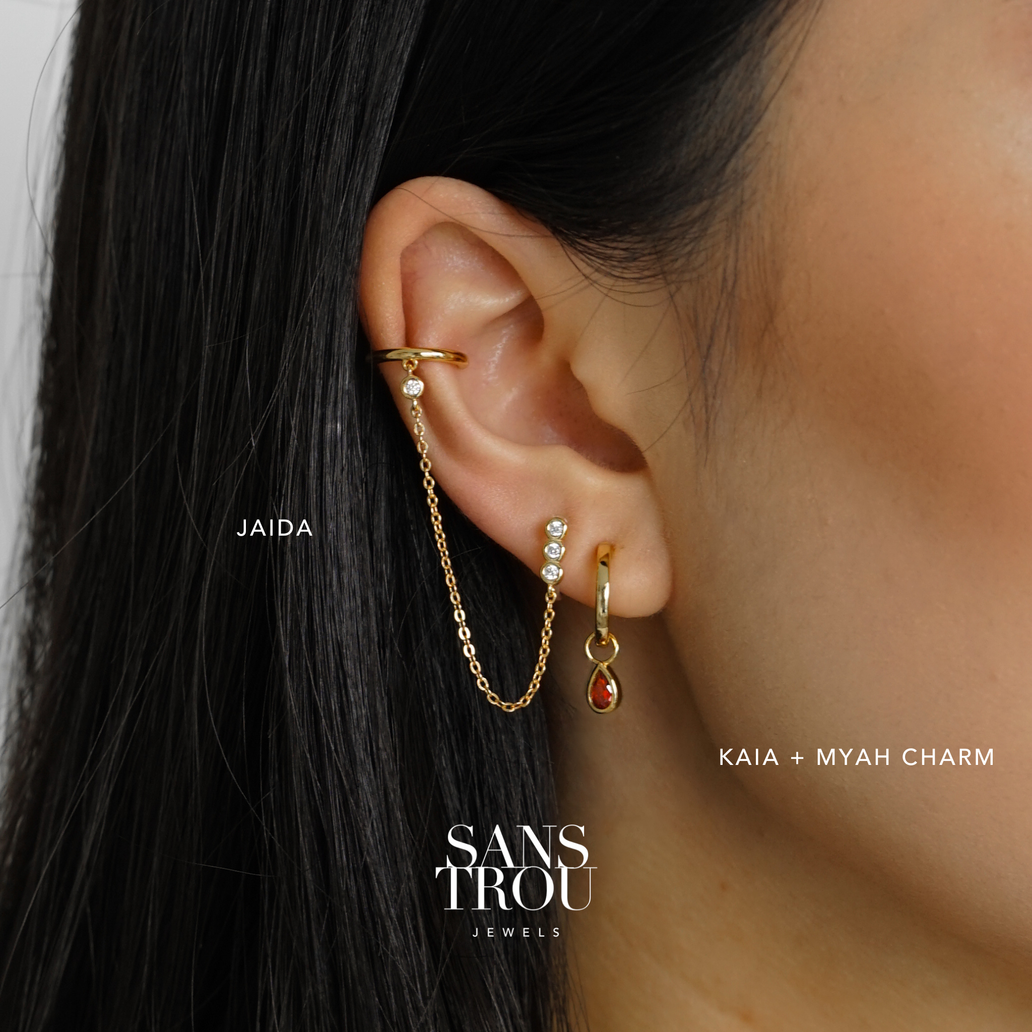 Jaida Clip-On Cuff Earring with Chain