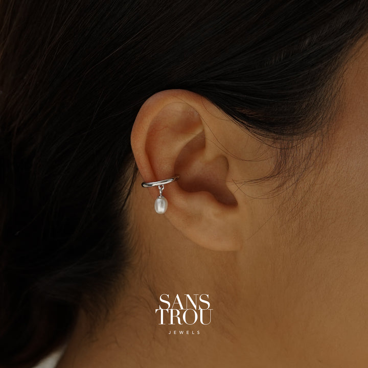 Bailee Pearl Ear Cuff - Silver