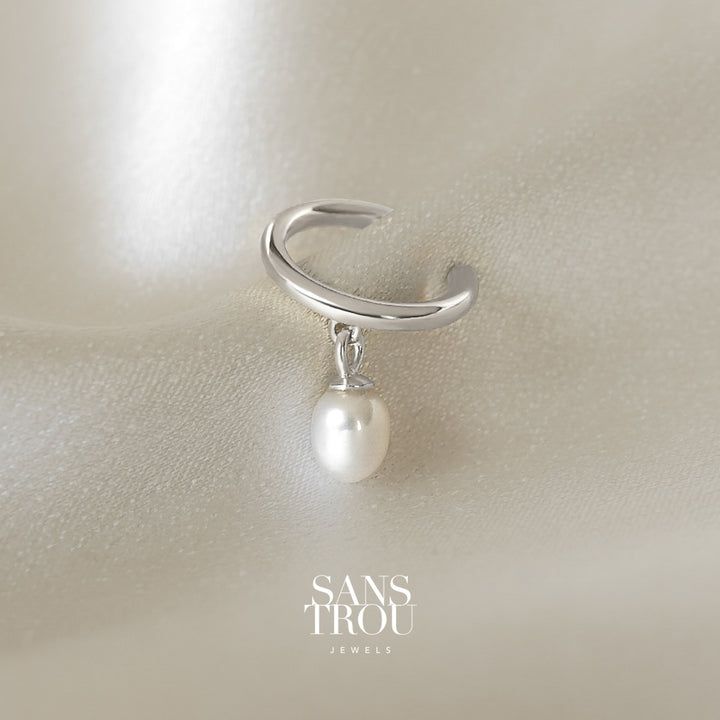 Bailee Pearl Ear Cuff - Silver