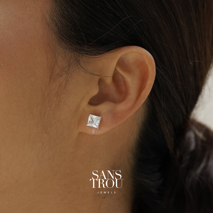 Belle Clip-On Stud Earrings - Silver - Classic Clip (L)