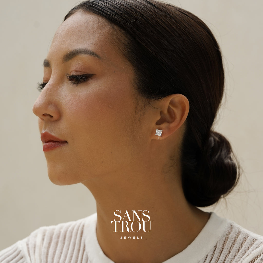 Belle Clip-On Stud Earrings - Silver - Classic Clip (L)