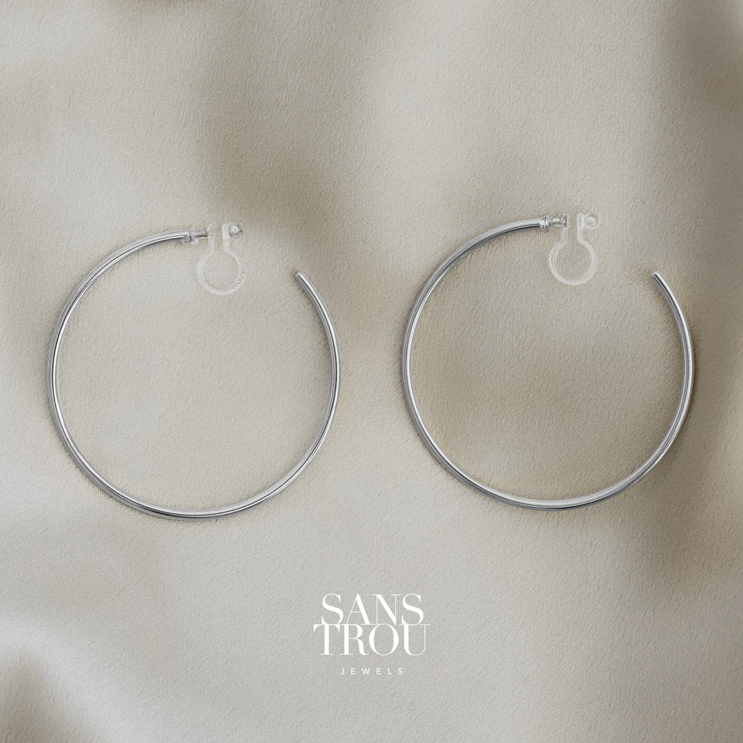 Briar Clip-On Hoop Earrings - Silver - Classic Clip (L)