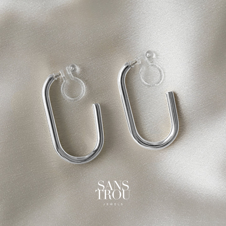 Elle Clip-On Hoop Earrings - Silver - Classic Clip (L)