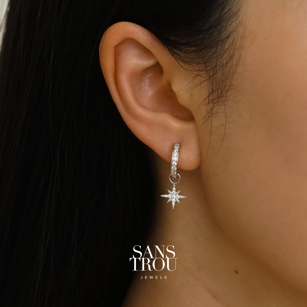 Celeste Star Hoop Charm - Silver - Single