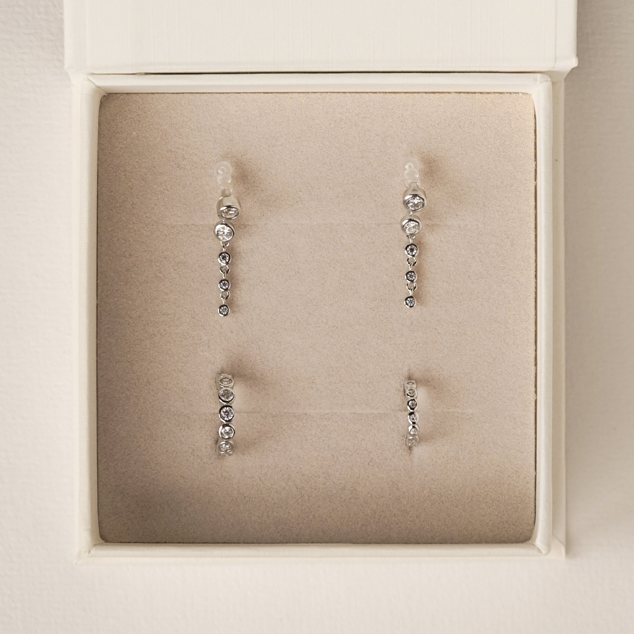 Bezel Clip-On & Ear Cuff Set - Silver