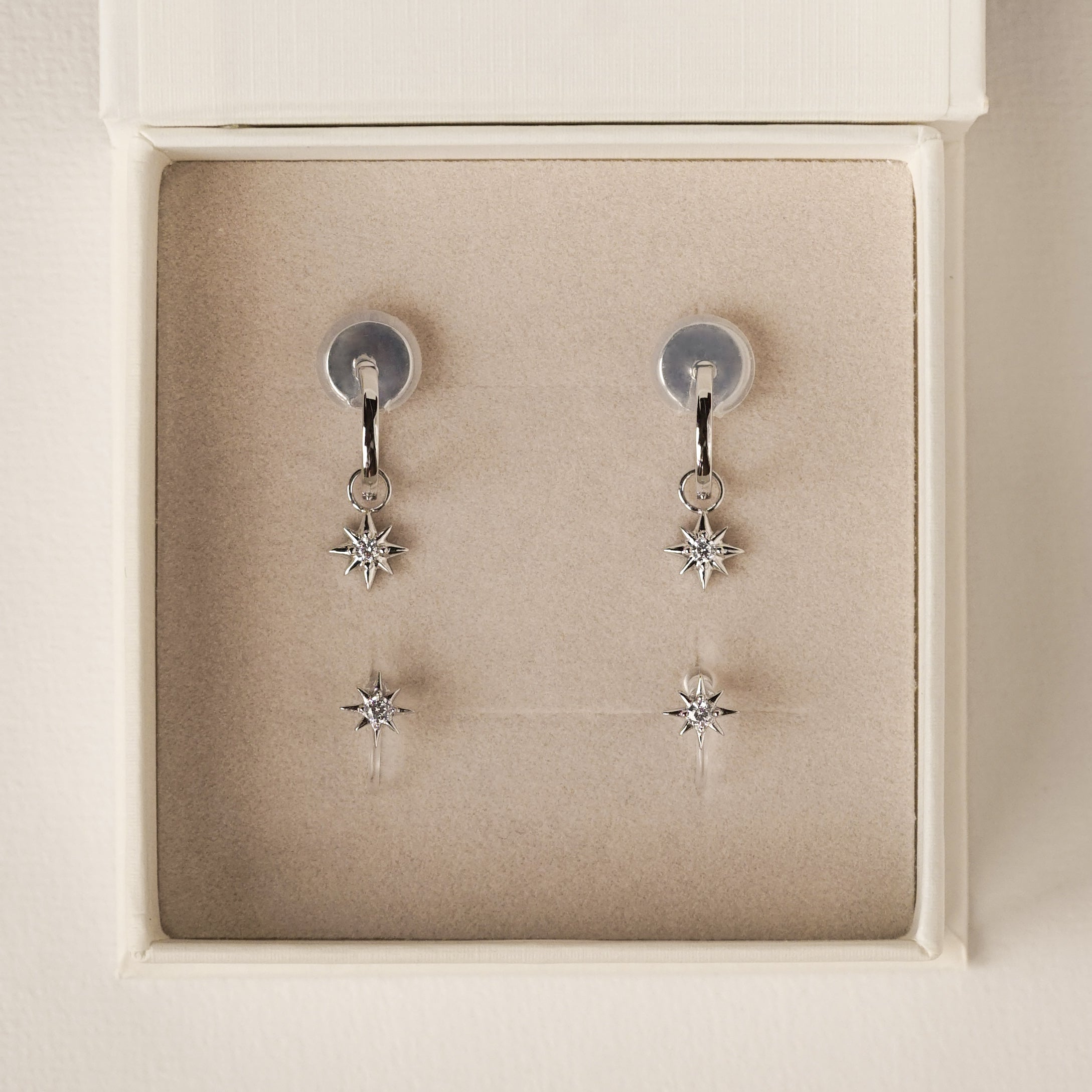 Star Clip-On Huggie & Stud Set - Silver