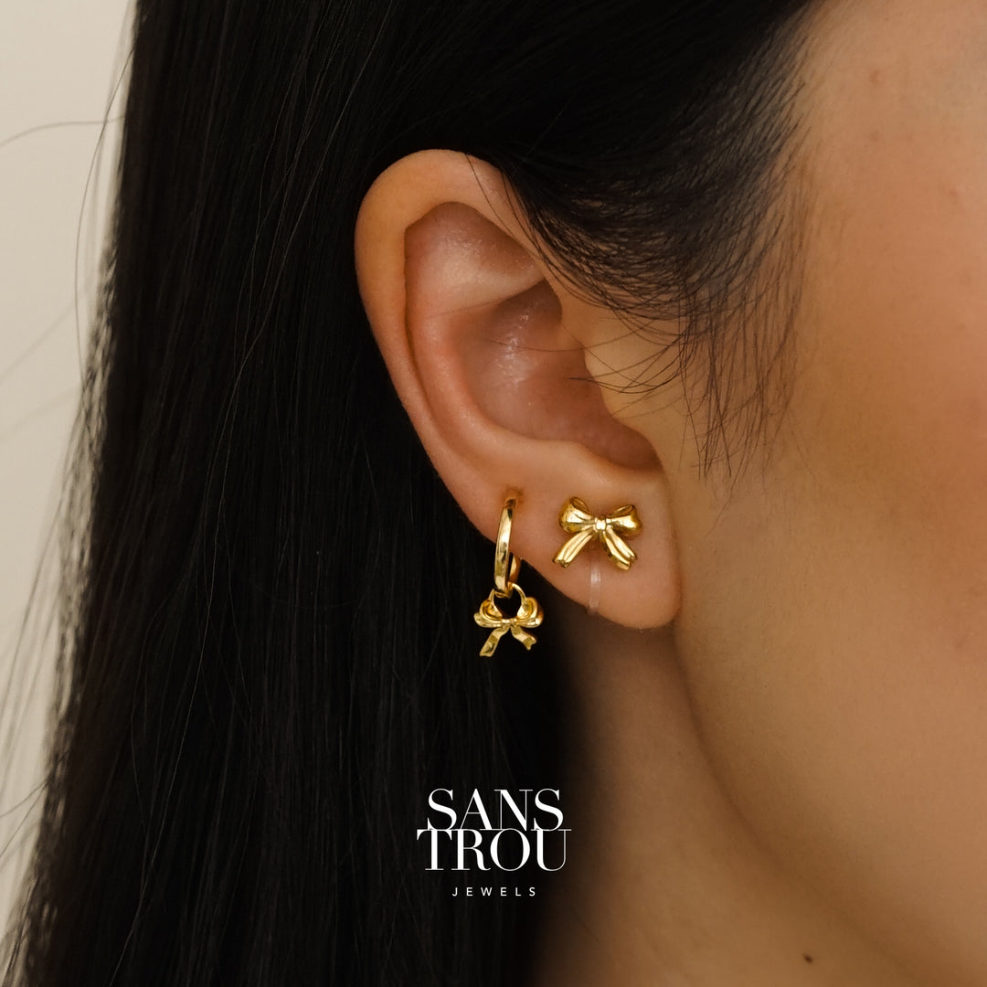 Bow Clip-On Huggie & Stud Set