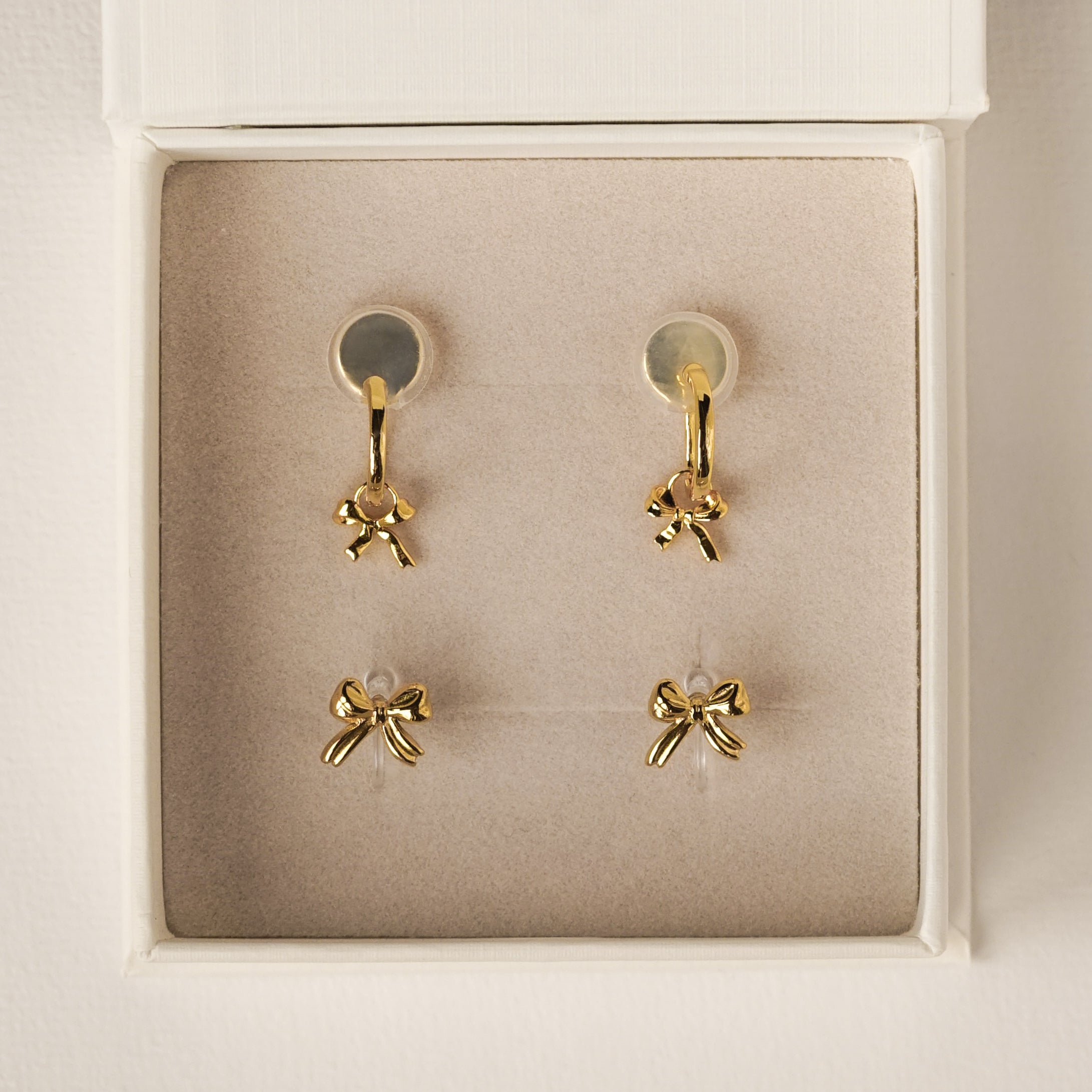 Bow Clip-On Huggie & Stud Set