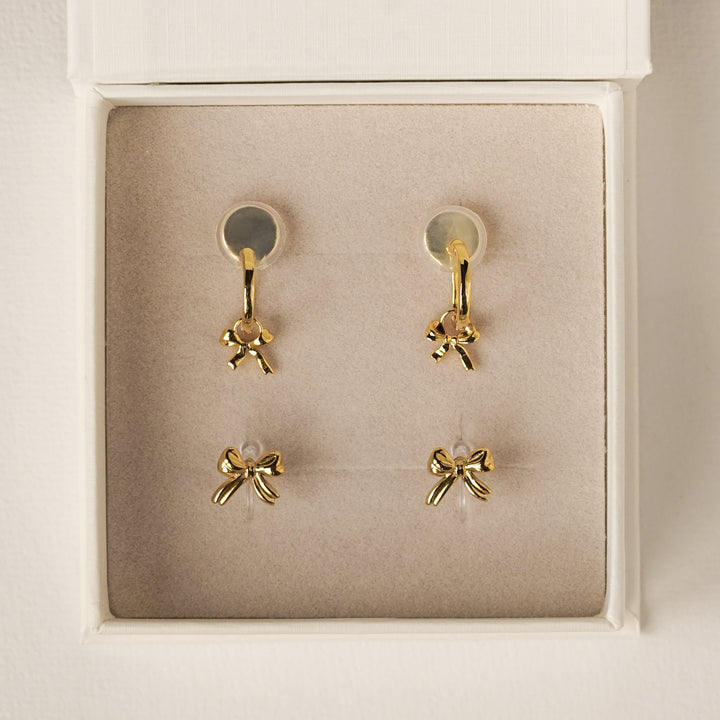 Bow Clip-On Huggie & Stud Set