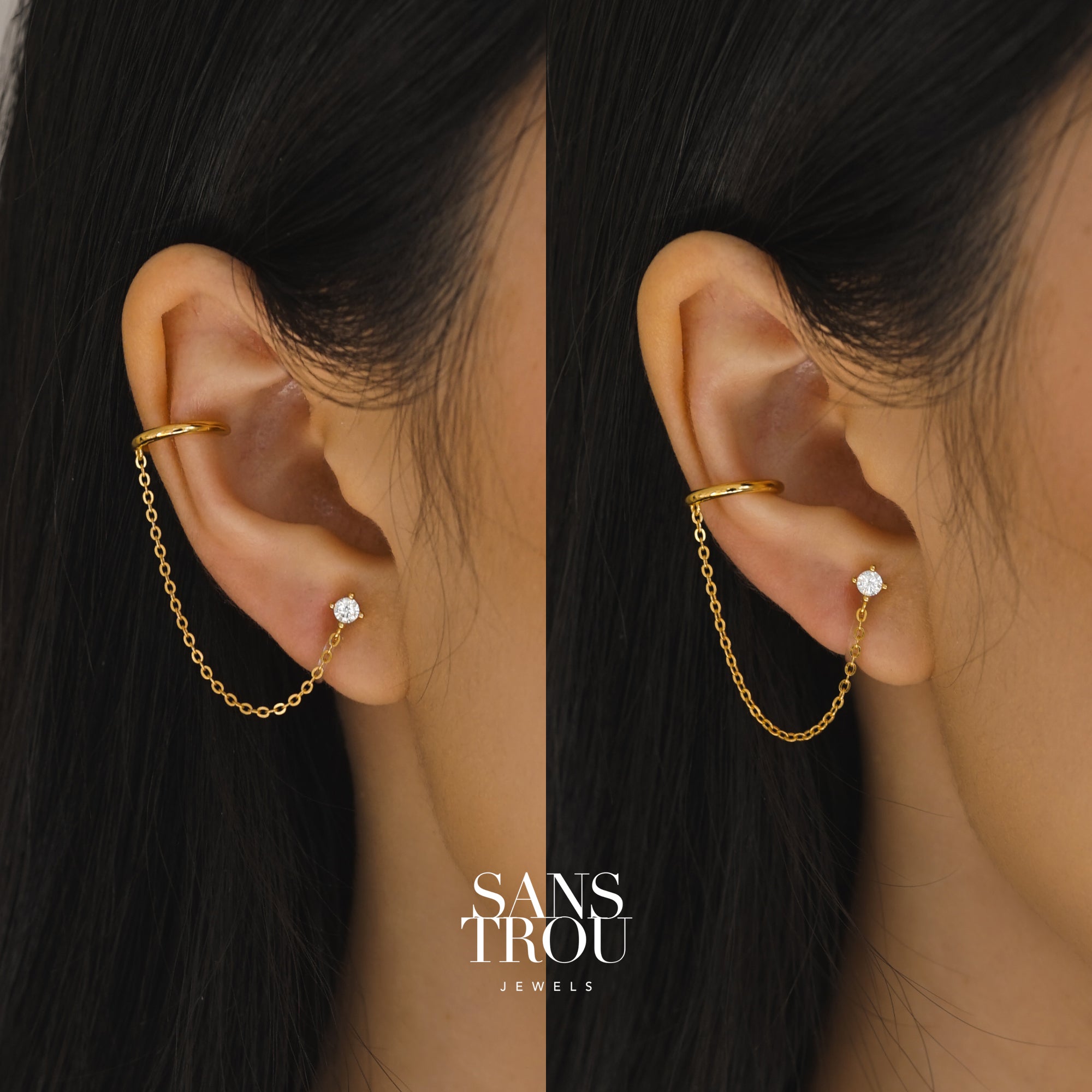 Codi Clip-On Cuff Earring with Chain