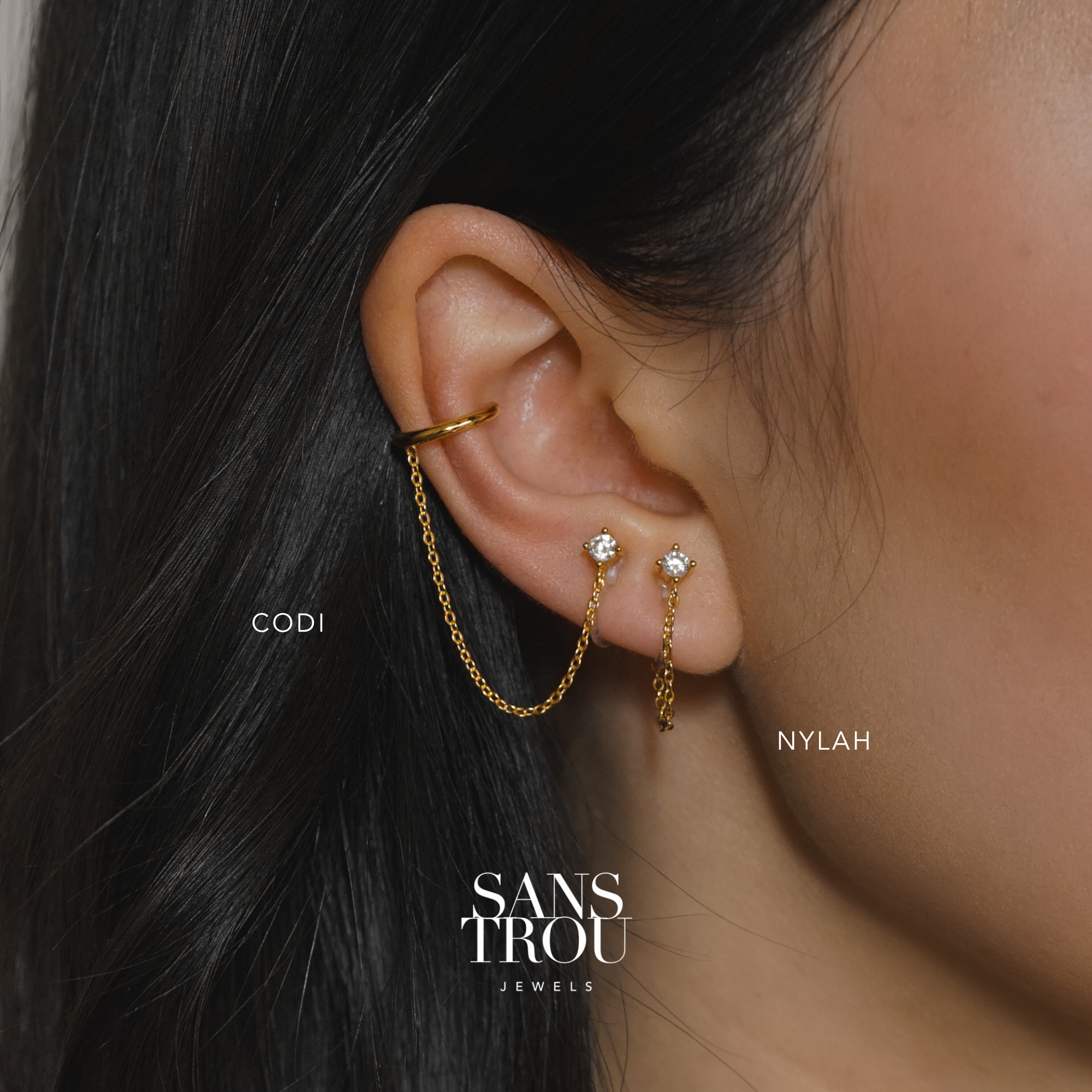 Codi Clip-On Cuff Earring with Chain