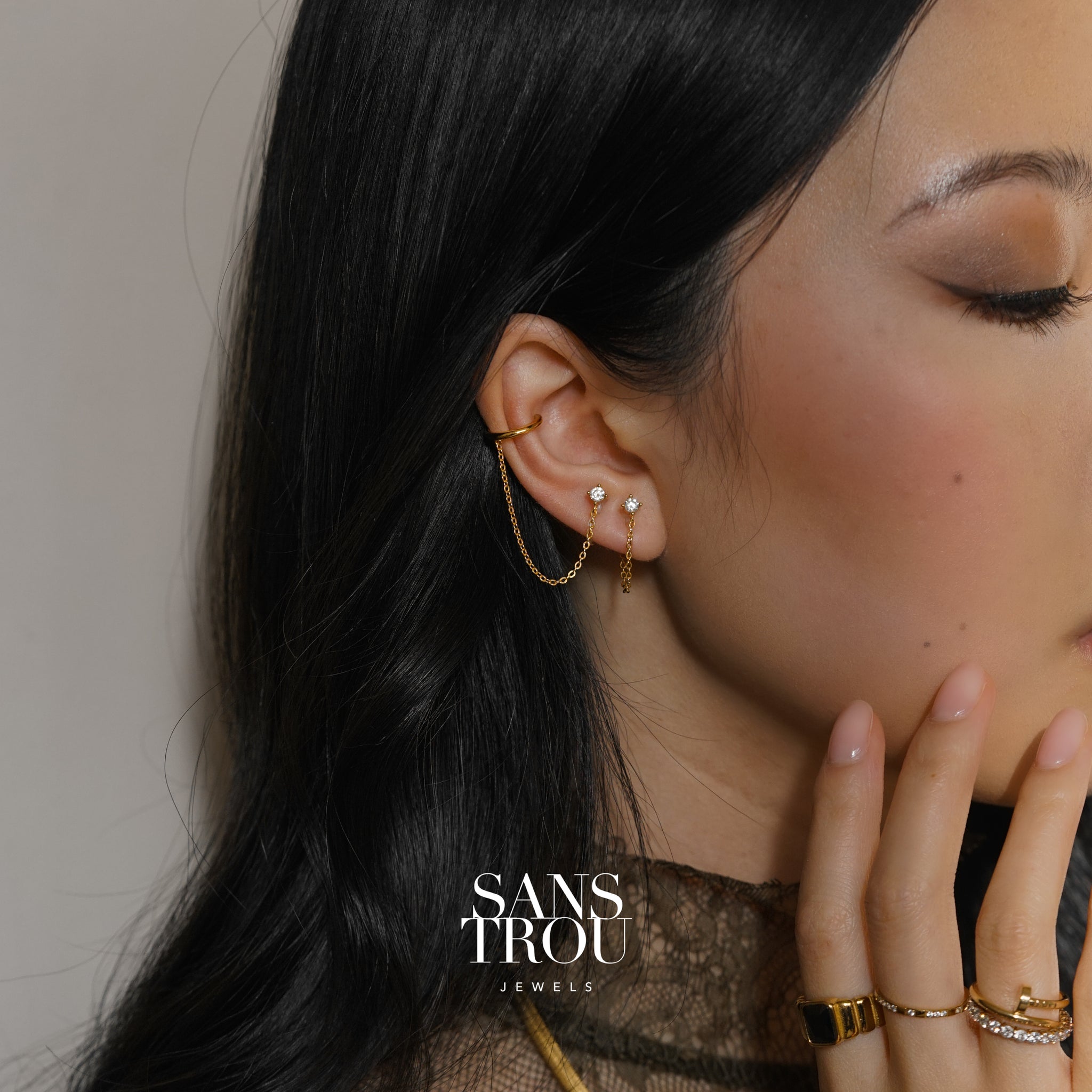 Codi Clip-On Cuff Earring with Chain