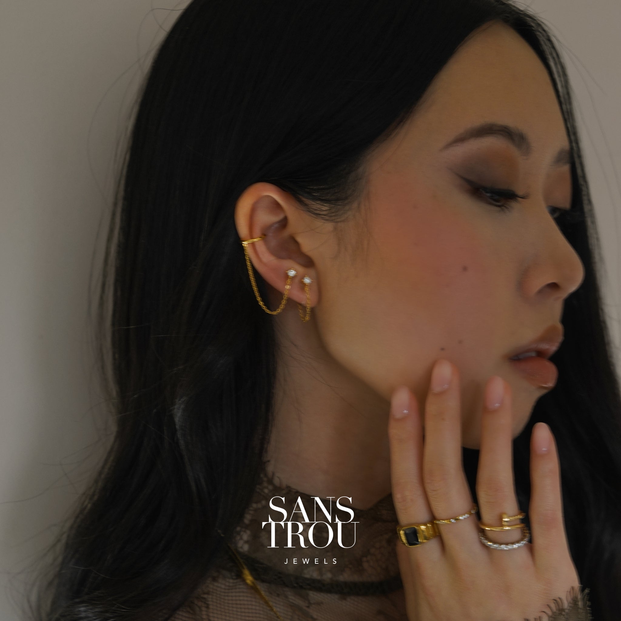 Codi Clip-On Cuff Earring with Chain