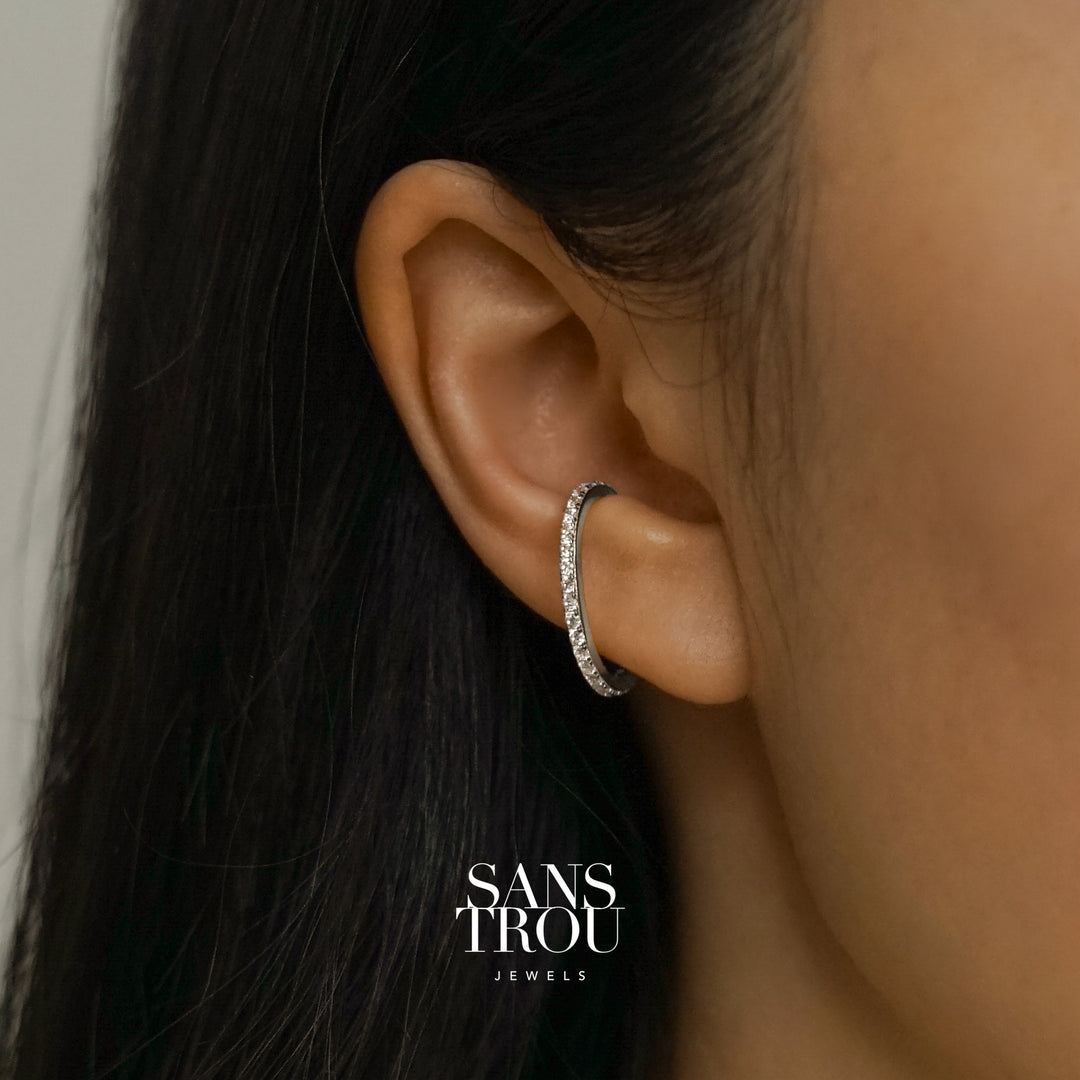 Cosima Pavé Lobe Ear Cuff - Silver