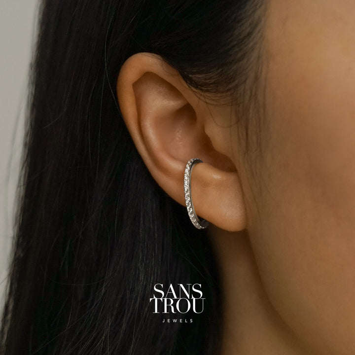 Cosima Pavé Lobe Ear Cuff - Silver
