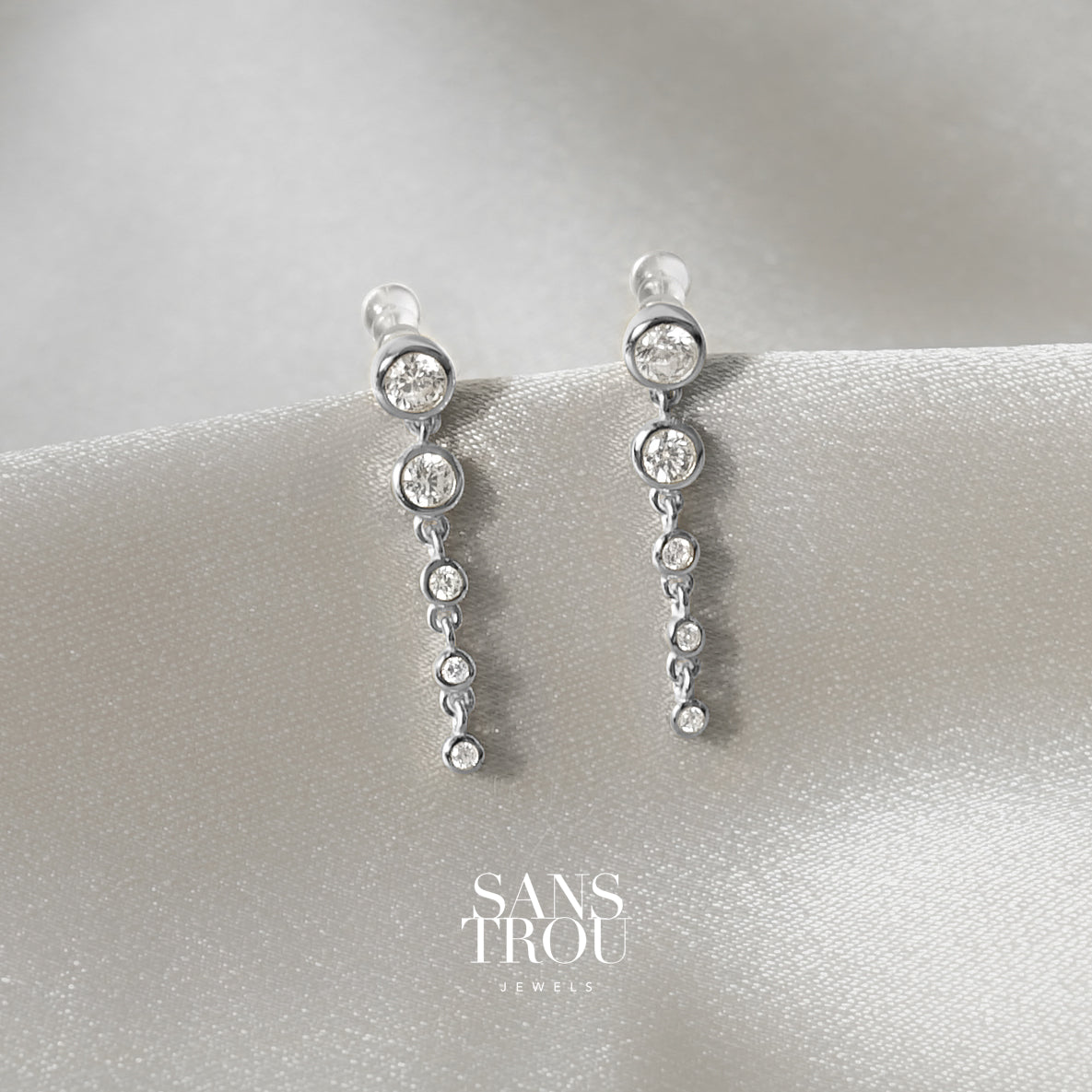 Bezel Clip-On & Ear Cuff Set - Silver