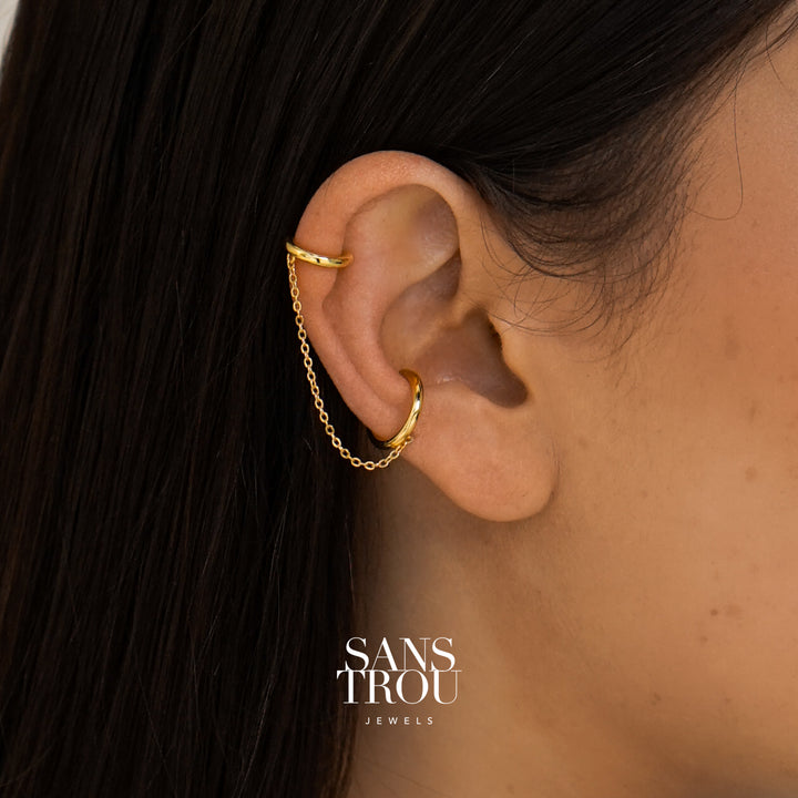 Della Double Ear Cuff with Chain