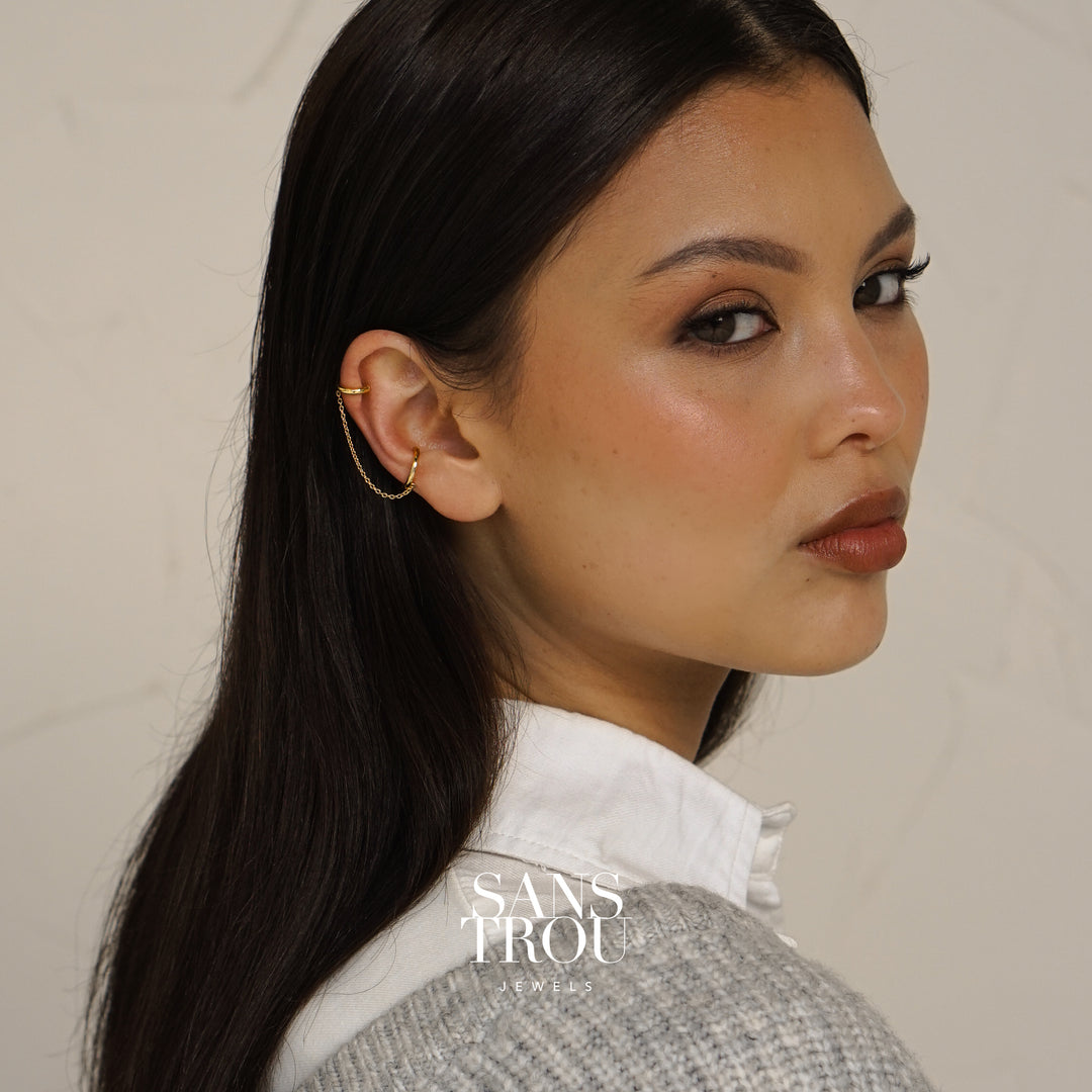 Della Double Ear Cuff with Chain