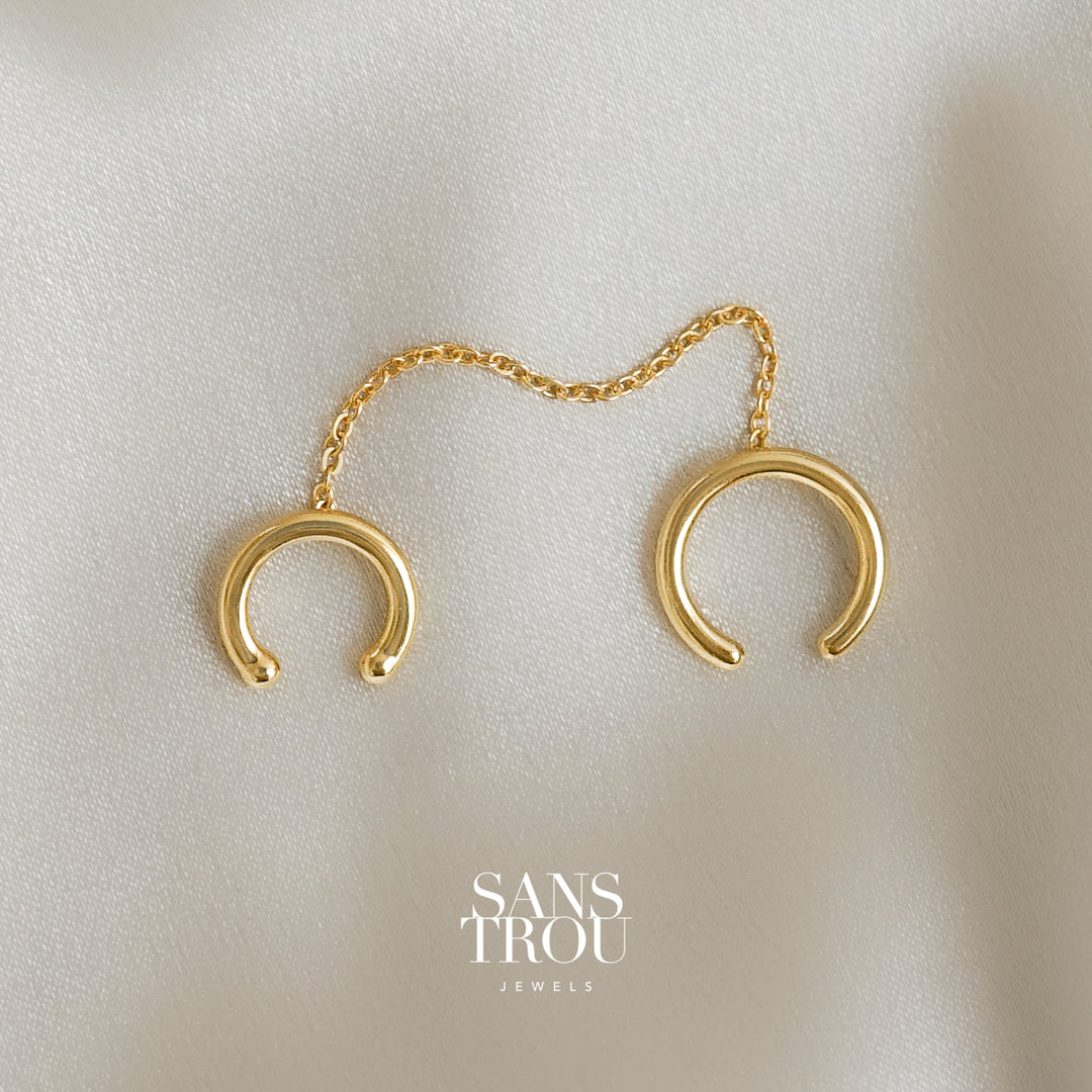 Della Double Ear Cuff with Chain