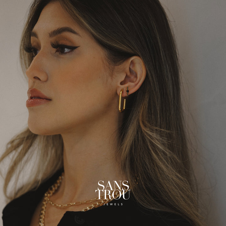 Solange Clip-On Stud Earrings - Black