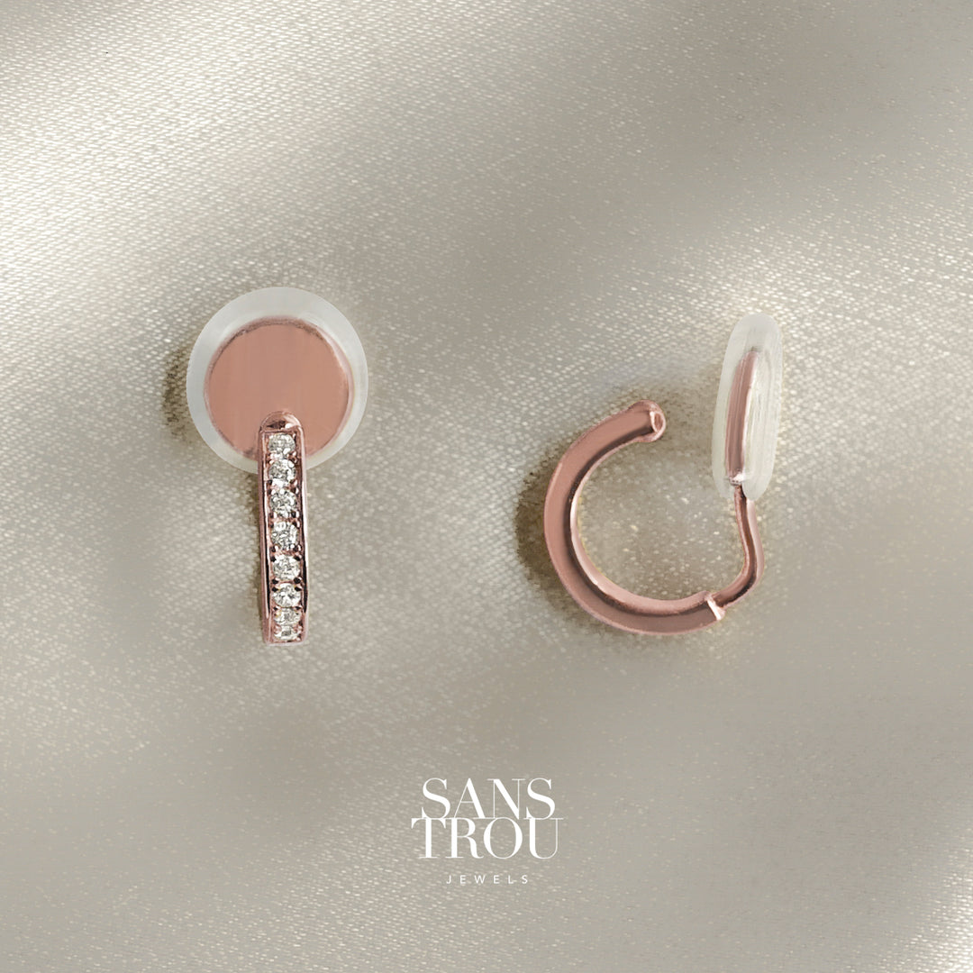 Florie Clip-On Huggie Earrings - Rose Gold