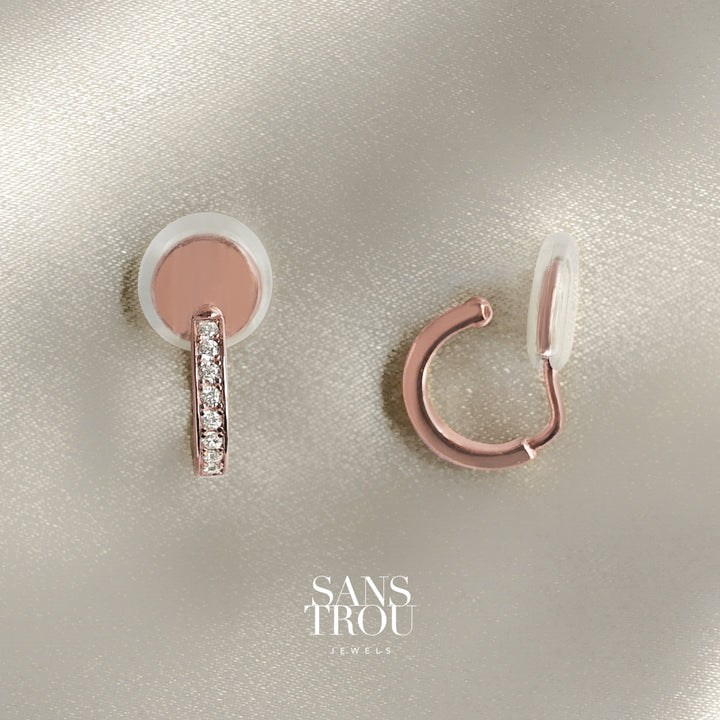 Florie Clip-On Huggie Earrings - Rose Gold