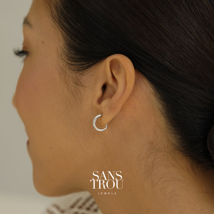 Florie Clip-On Huggie Earrings - Silver