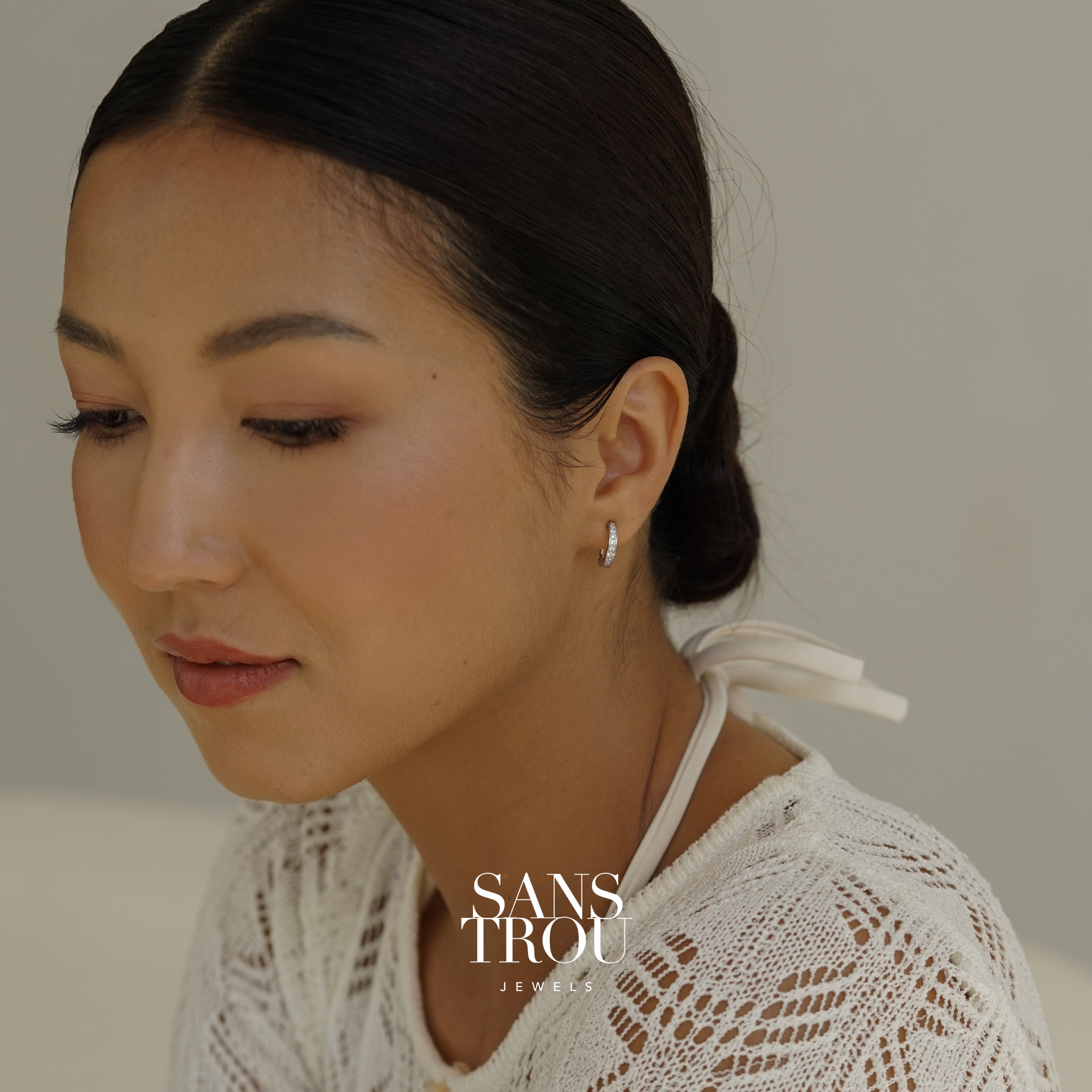 Florie Clip-On Huggie Earrings - Silver