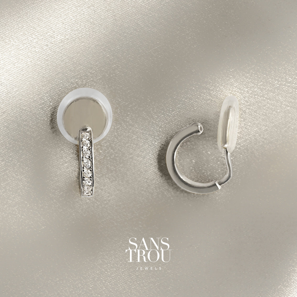 Florie Clip-On Huggie Earrings - Silver