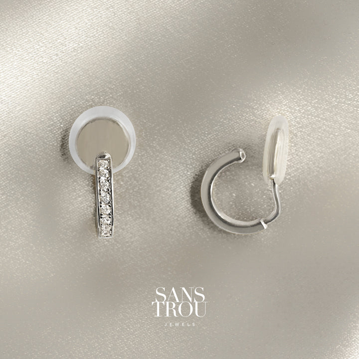 Florie Clip-On Huggie Earrings - Silver