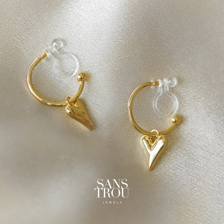 Hana Heart Clip-On Hoop Earrings - Classic Clip (L)