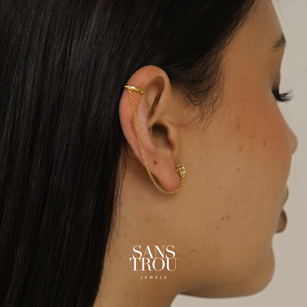 Hedy Clip-On Cuff Earring with Chain - Classic Clip (L)