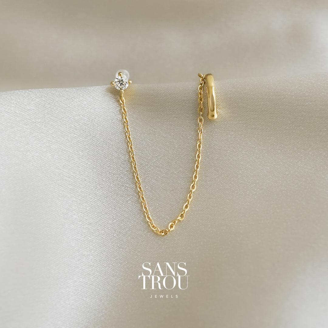 Hedy Clip-On Cuff Earring with Chain - Classic Clip (L)