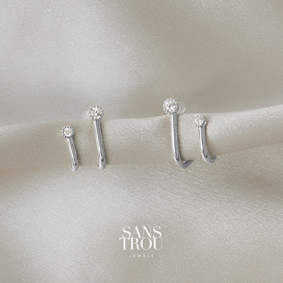 Inara Clip-On Huggie Earrings - Silver