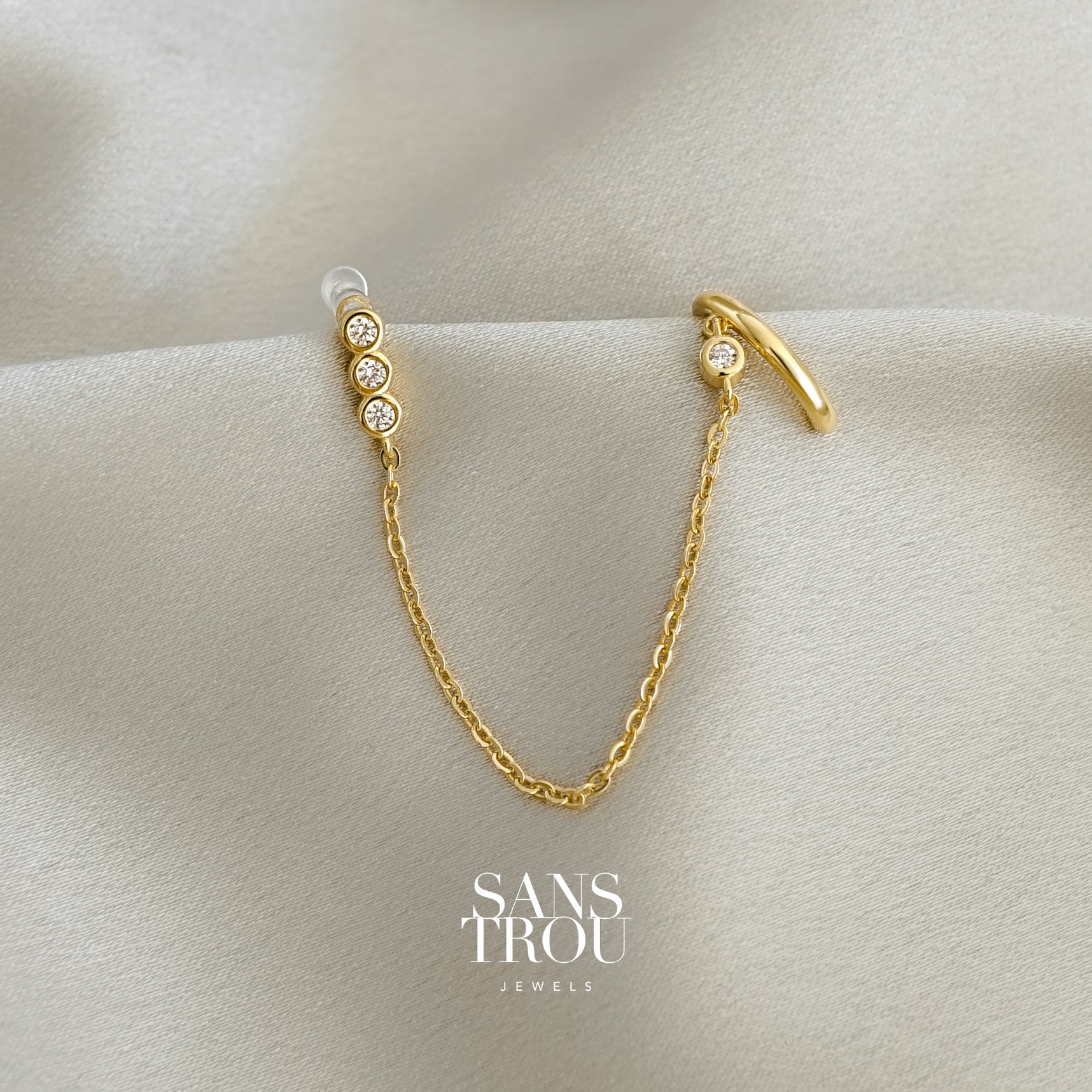 Jaida Clip-On Cuff Earring with Chain