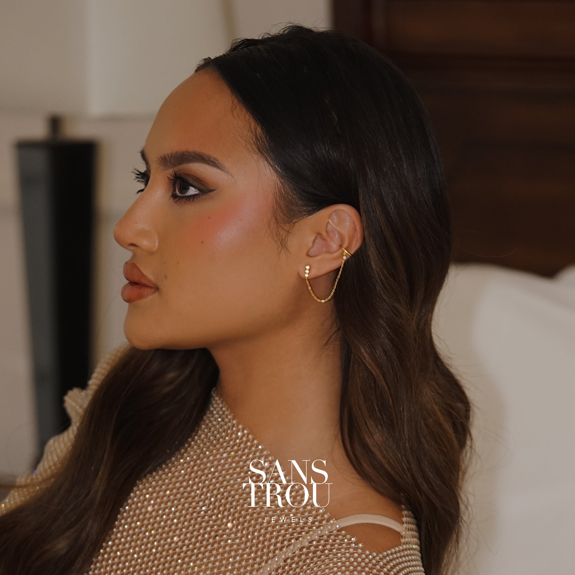 Jaida Clip-On Cuff Earring with Chain