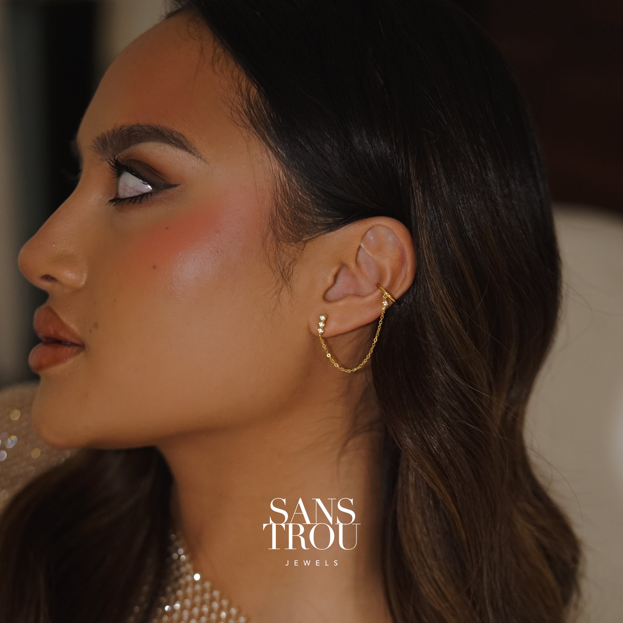 Jaida Clip-On Cuff Earring with Chain