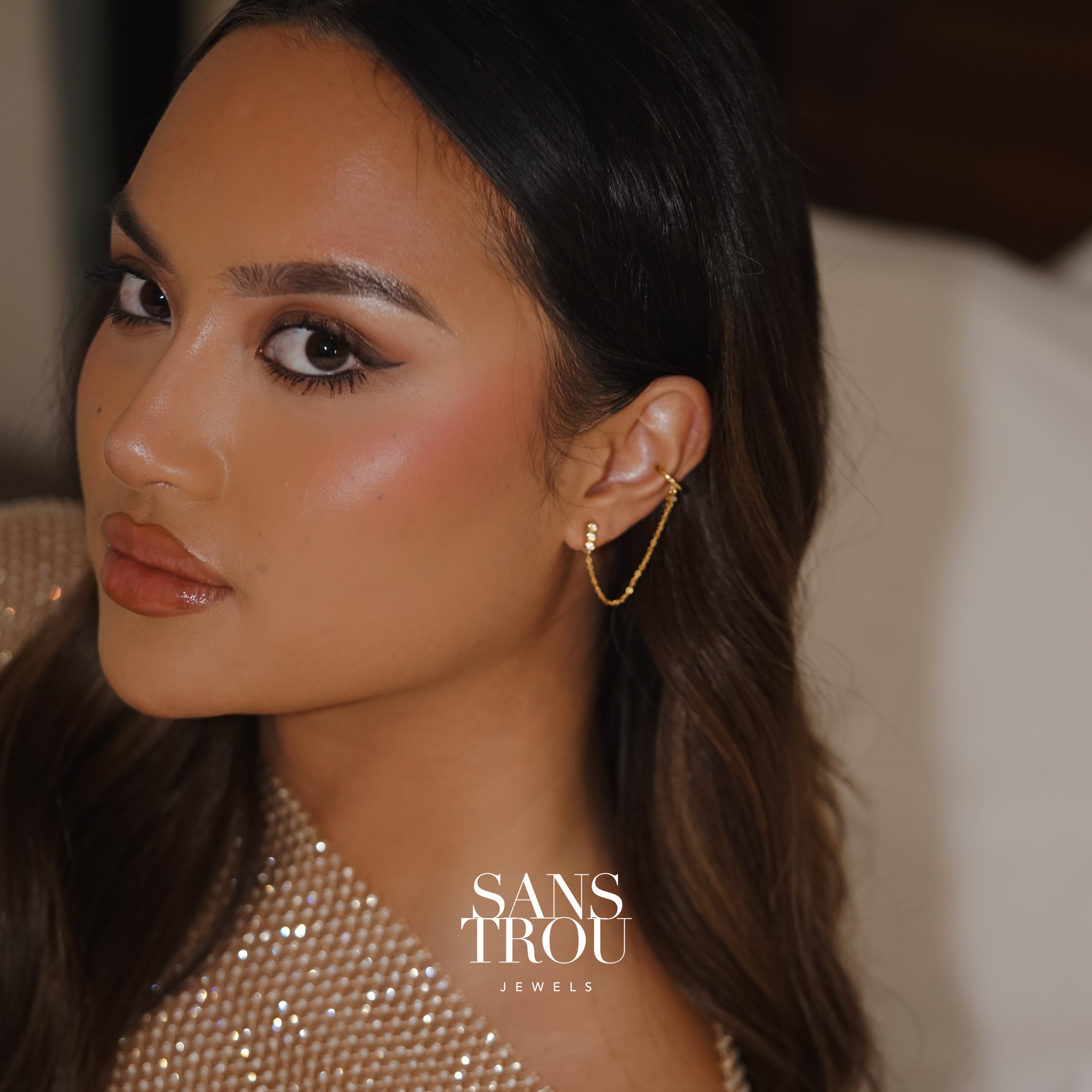 Jaida Clip-On Cuff Earring with Chain