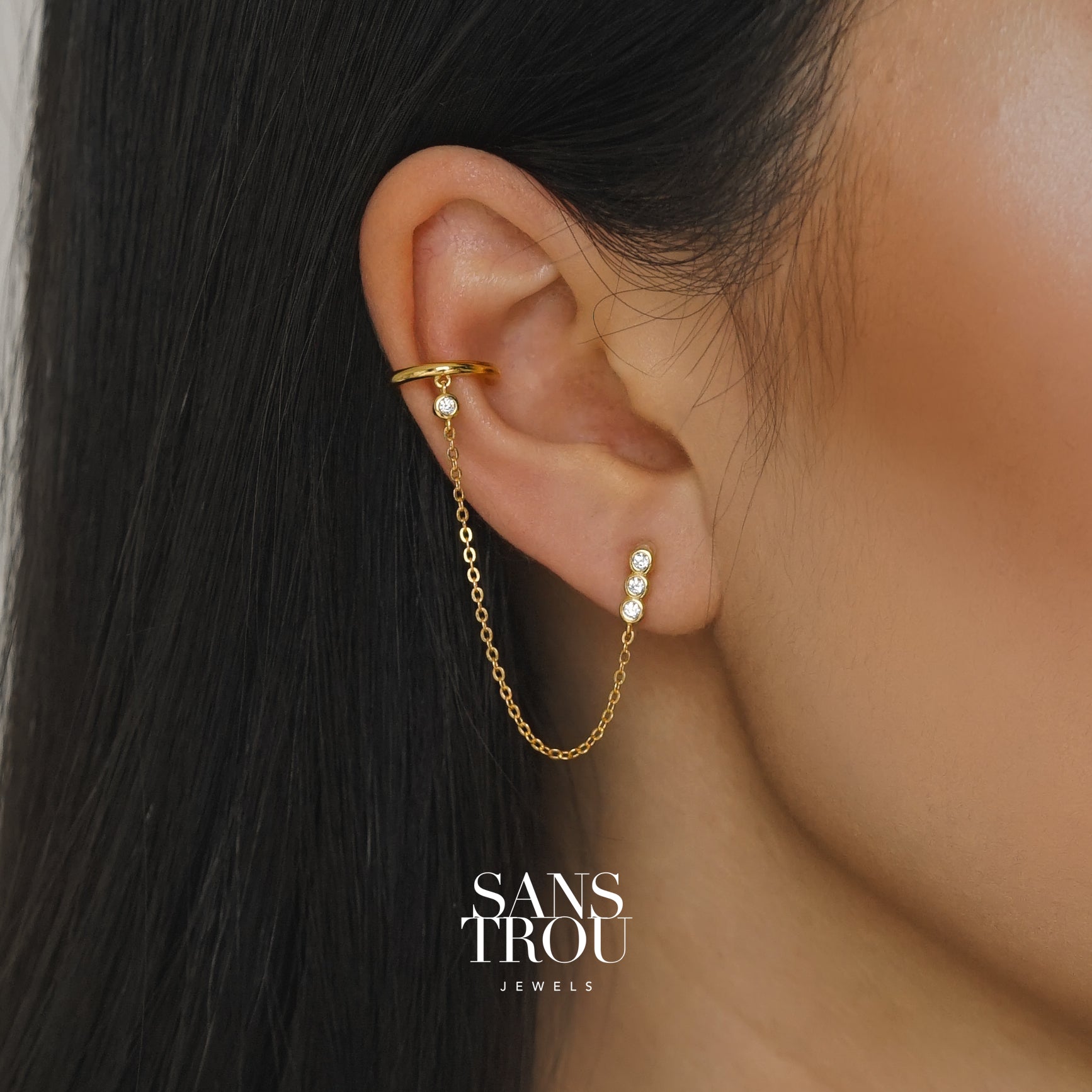 Jaida Clip-On Cuff Earring with Chain