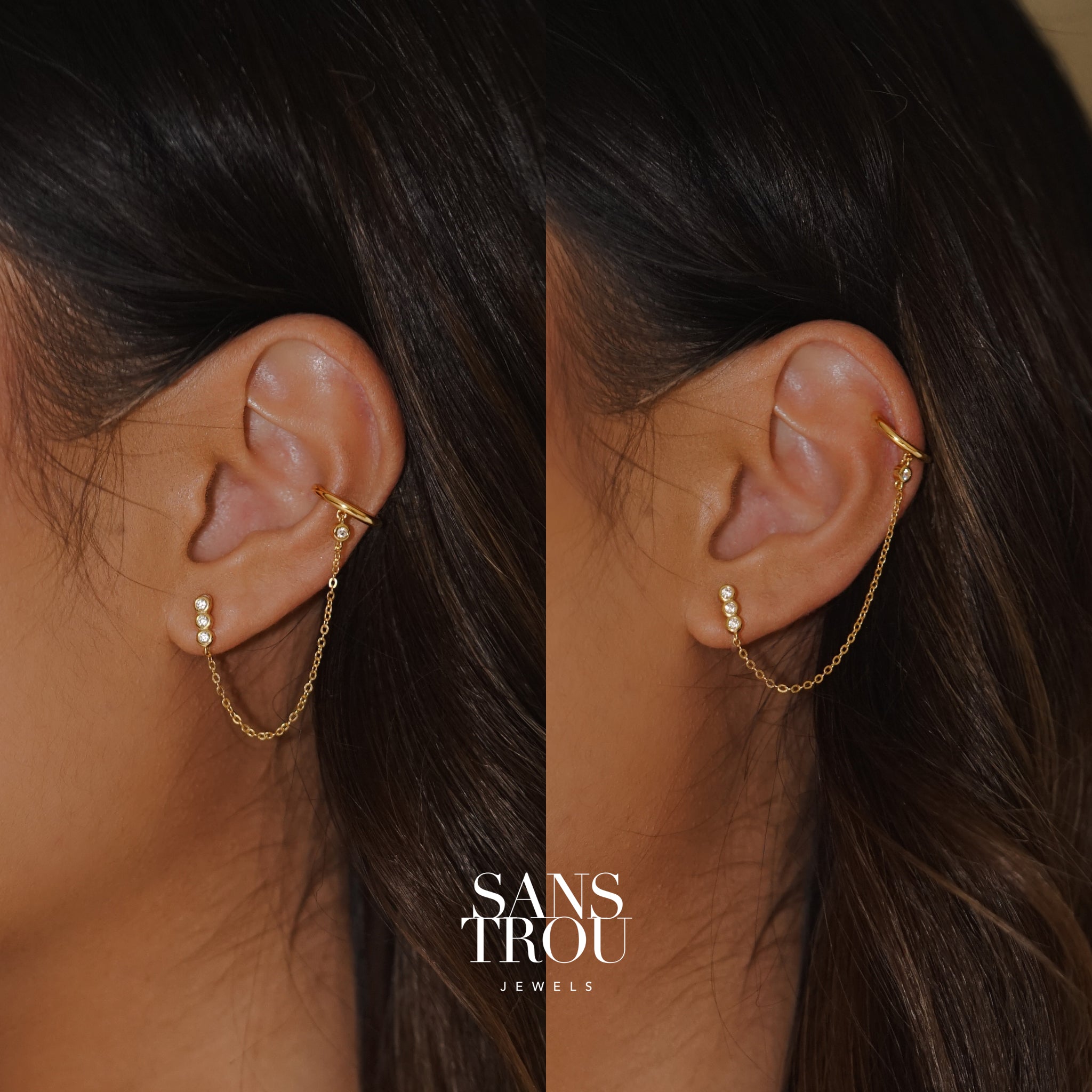 Jaida Clip-On Cuff Earring with Chain