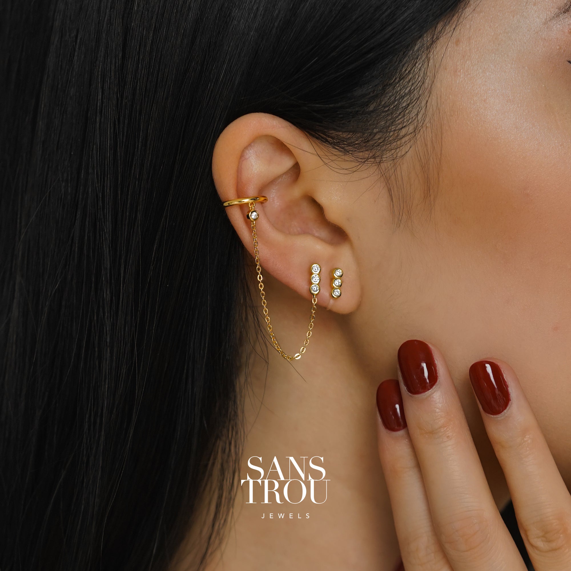 Single Row Diamond Ear Cuff Chain – Marissa Collections