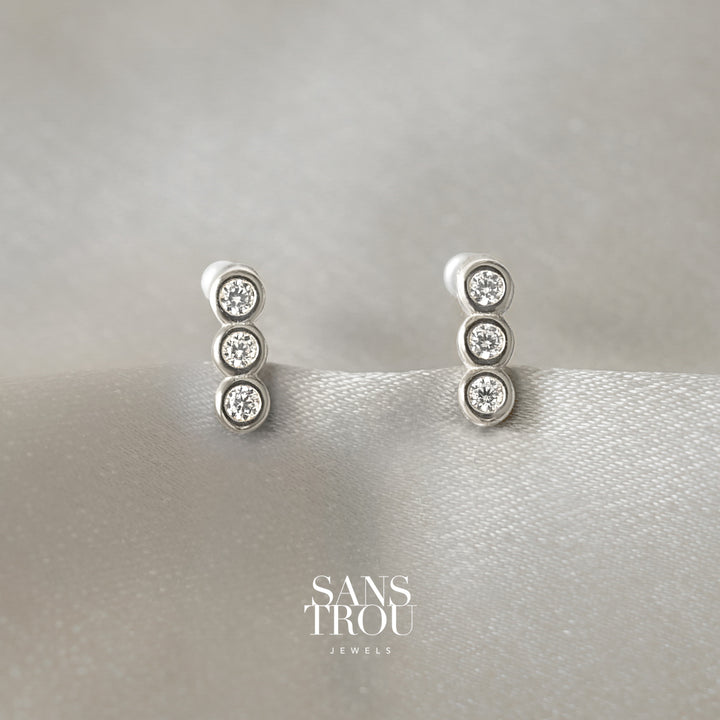 Jaida Clip-On Stud Earrings - Silver