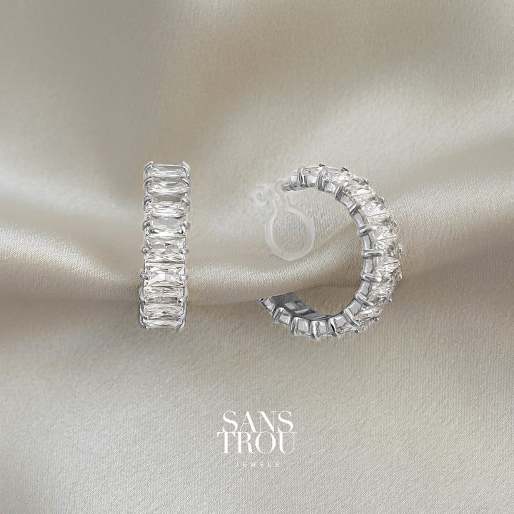 Jessalyn Clip-On Hoop Earrings - Silver