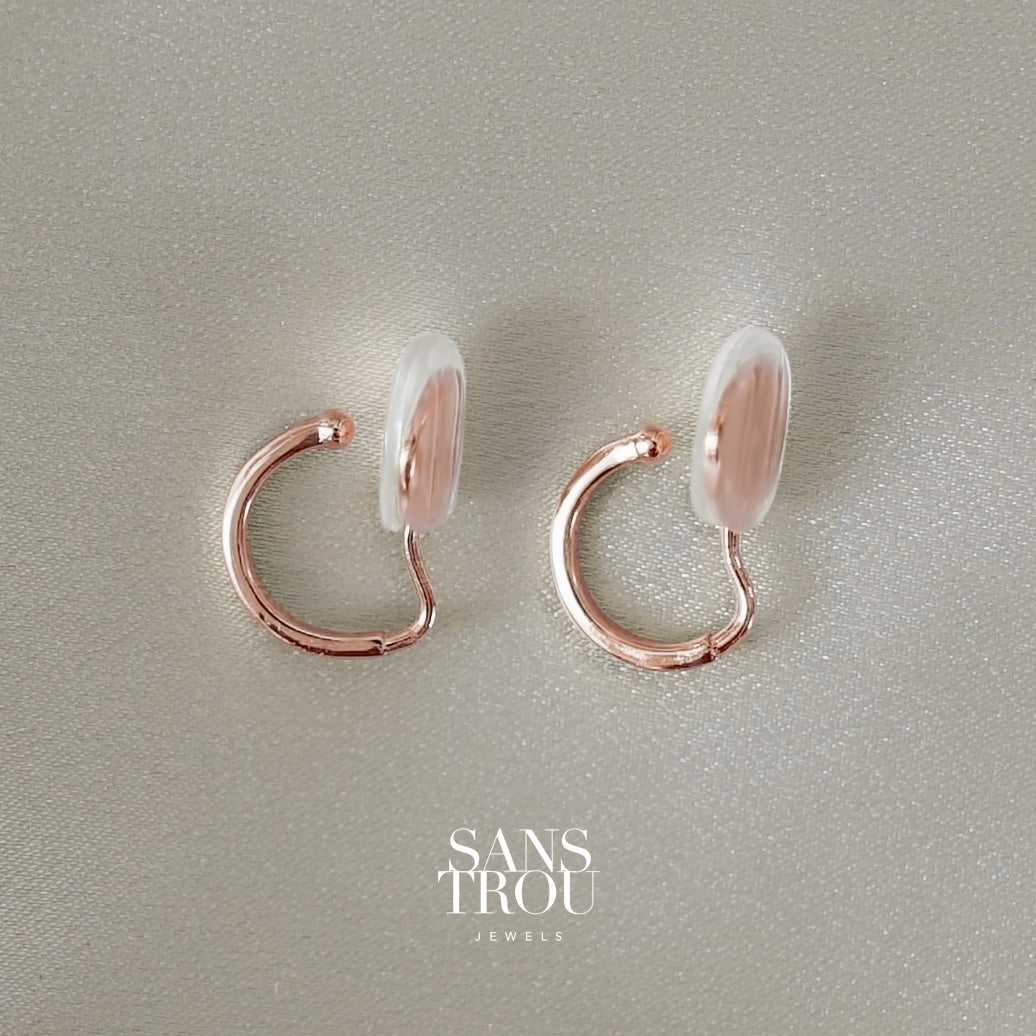 Rose gold clip-on huggie earring