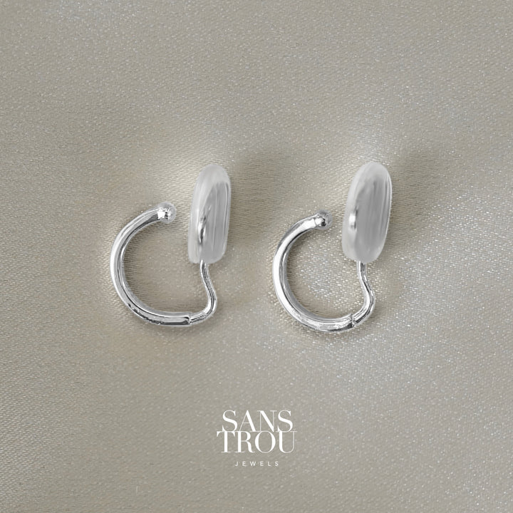 Kaia Clip-On Huggie Earrings - Silver