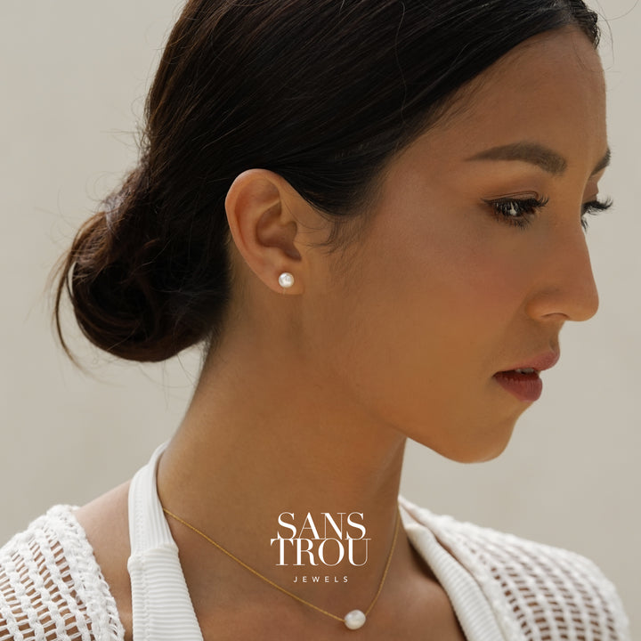 Kari Petite Pearl Stud Earrings - Pierced