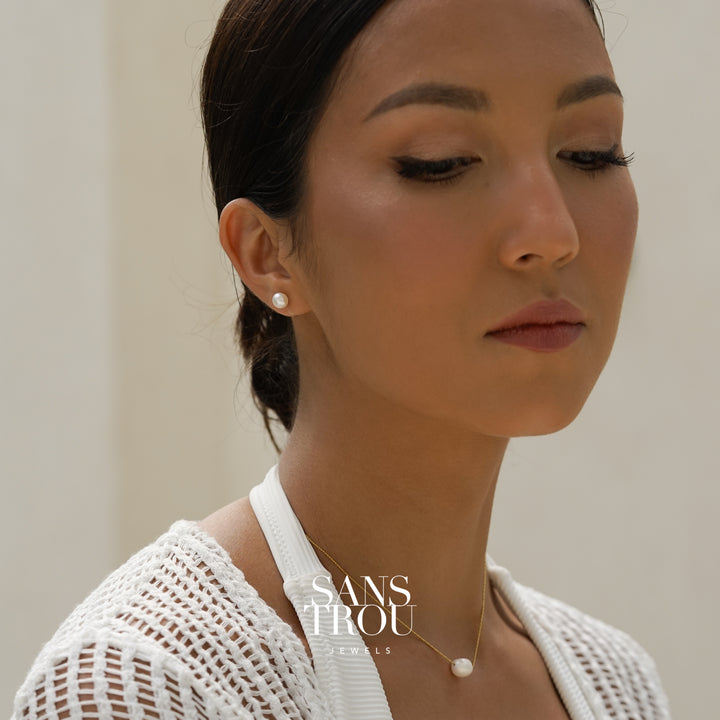 Kari Petite Pearl Stud Earrings - Pierced