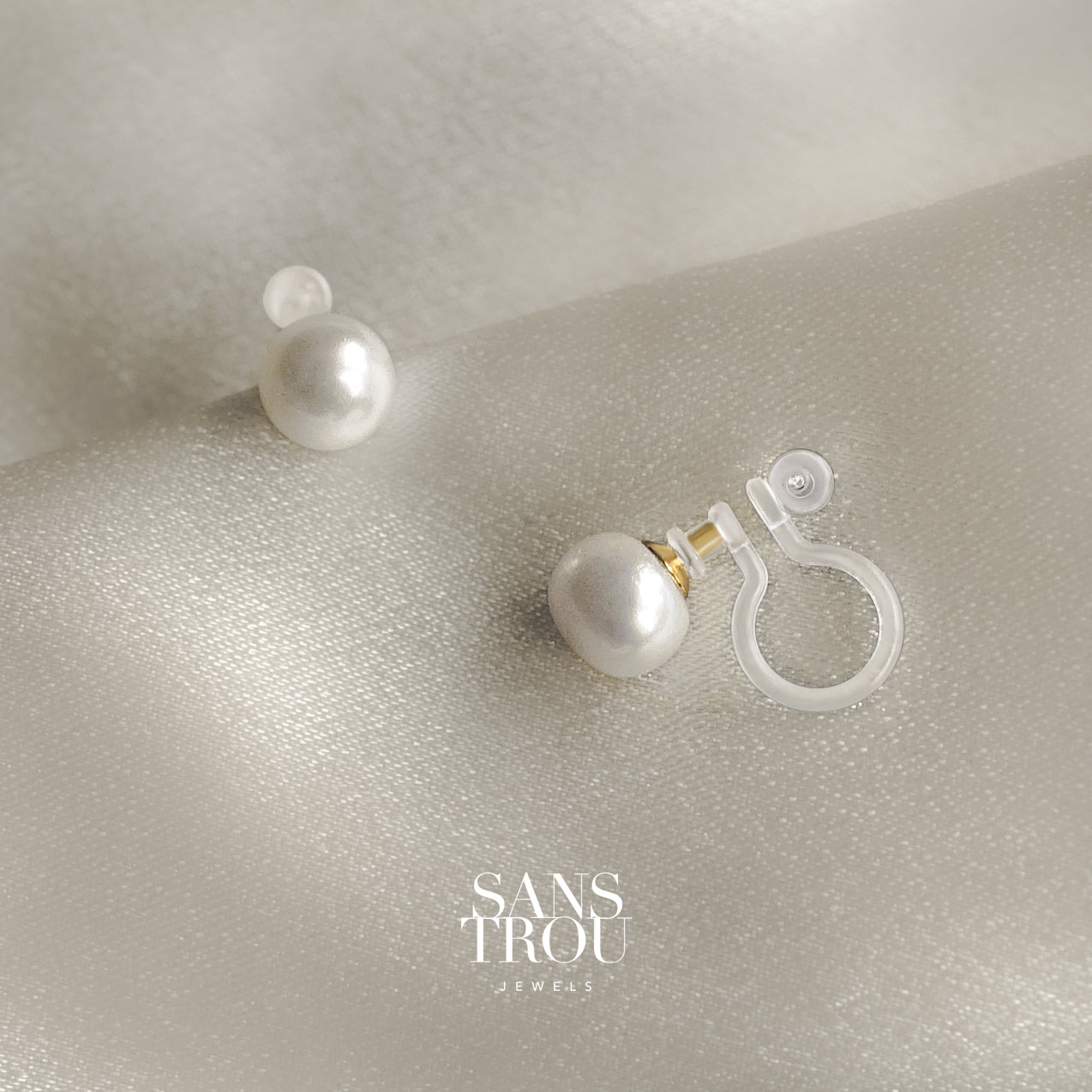 Kari Petite Pearl Clip-On Stud Earrings